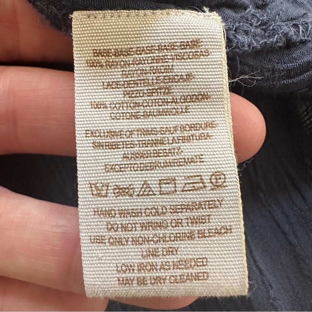 Free People Shirt Size XS  Blue Tunic Crochet Lace Back Lagenlook Cottagecore - Picture 11 of 12